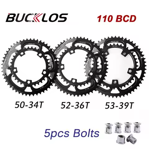 BUCKLOS Road Bike Chainring 110 BCD 34/50T 36/52T 39/53T Bicycle Double Chainring 5 Holes Bike Crown