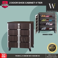 Rak Kasut 2 Pintu Shoe Cabinet 2 Door Storage Cabinet with door Dark Brown Color 4 Tier Rack ikea ou