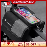 WEST BIKING Bicycle Bag Cycling Top Front Tube Frame Bag 7.0Inches Phone Case Storage Touch Screen MTB Road Bike Bag Essories