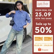 [GIVEAWAY]Women's Plaid Shirt with Embossed Embroidery Korean School Shirt Kate Rough Loose Form Lyn