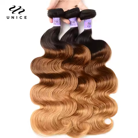 UNice Hair Kysiss Series Ombre Hair 3 Bundles Body Wave Brazilian Hair Weave Bundles 3 Tone Blonde T