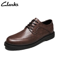 Clarks_Mens Casual Dennet หนังสีดำต่ำ รองเท้าหนังลำลองสำหรับผู้ชายธุรกิจ