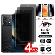 4Pcs For Poco F6 Pro Glass Xiaomi Poco F6 Pro Tempered Glass 9H Anti-Spy Cover Glue Privacy Screen P