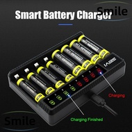 SMILE Intelligent Battery Charger Universal Portable Rechargeable Fast Charging Dock for AA/AAA NiMH Rechargeable Batteries