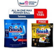 [B1F1] Finish All In One Max Tablet 100 Tabs FREE Finish Ultimate Plus Power Ball Dishwasher Tablet 