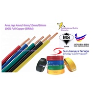 [LOOSE CUT PER METER] 4MM 6MM 10MM 16MM PVC CABLE (SIRIM) 100% PURE COPPER Single Core Electric Cabl