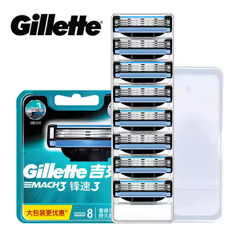 Gillette Mach 3 Razor Refills For Men 3-Layers Blade Stronger-Than-Steel Blades For Smoothing Shavin