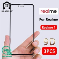 3PCS 9D Hontinga 3ชิ้นสำหรับ Realme Note 50 C51 C53 12 12x 12+ 5G 1 2 2 Pro 3 3 Pro Realme 5 5i 5s 5 Pro X C2 6 6i 6 Pro C3 X2 Pro XT 10 X3 SuperZoom X50 Pro C11 C15 C12 7i 7 Pro C17 Narzo 20 Pro Narzo 50 Pro 5G ชิ้นปกป้องหน้าจอกระจกนิรภัยป้องกันเต็มพื้นท