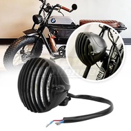 Motorcycle LED Finned Grill Headlight For Harley Cafe Racer Chopper Bobber Touring Custom XS650 CB75