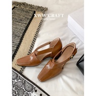 Leather Hidden Heel 8cm Mary Jane Shoes
