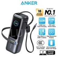 LUMOS Anker Powerbank 25000mAh 165W Ultra Fast Portable Charger with Built In Retractable USB C Cabl