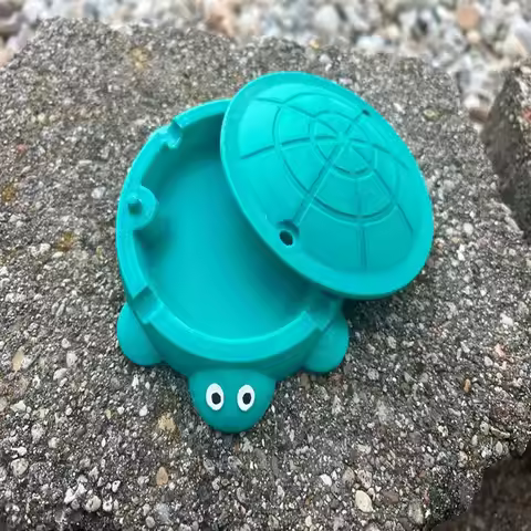 Mini Turtle Sandbox w/Lid | Turtle Sandbox Figurine | Turtle Storage Container | Turtle Ashtray