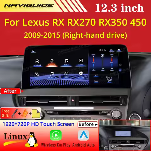 12.3"Linux System Car Radio For Lexus RX RX200t Rx300 Rx350 Rx450h RX400h 2009-2015 RHD Multimedia P