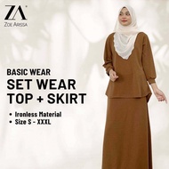 ZA Women Muslimah PLUS SIZE Baju Kurung Skirt Set Aieza Set Warda Set Blouse Skirt PLUS SAIZ 1 suit set barbie