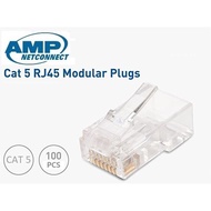 100PCS AMP Tyco RJ45 CAT5e 8P8C Modular Plug Network Connector - CAT-5E/8P8C
