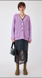 全新 MOUSSY 紫色針織外套