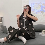 【WAN】 Korean Cute Cotton Printed Pajama Set Sleepwear Terno For Women(One Size)