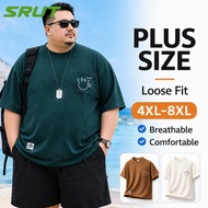 【4XL–8XL】Plus Size T-Shirt Man Waffle Loose Fit Breathable Big Size Baju Lelaki Oversized T-shirt