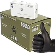Black Hawk - 5 mils Premium Industrial Heavy Duty Nitrile Disposable Gloves, Black, Latex Free, Powder Free