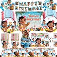 Disney Moana Theme Party Set Vaiana Oceania Plate Cake Topper Plate Kids Birthday Party Decoration