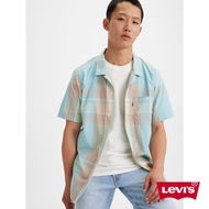 Levis 男款 寬鬆版短袖襯衫 / 綠松石格紋 熱賣單品