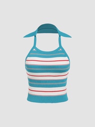 Cider Knit Stripe Crop Tank Top