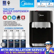 [FREE INSTALL] MIDEA Tabletop Water Dispenser Hot Normal Cold 1635 - 4 Stages Antibacterial Filter H