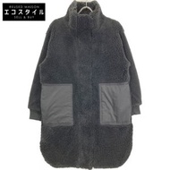 MIU MN222C45 Black Snap Button Wool Sheep Fleece Stand Color Coat, Size S