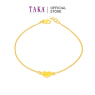 TAKA Jewellery 916 Gold Heart-shaped with word "Love" Bracelet