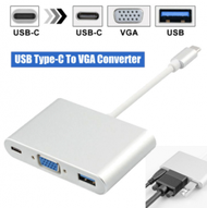 日本暢銷 - USB 3.1 Type-C轉VGA轉換器三合一帶供電轉換接頭轉換線