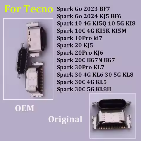 10-100PCS USB Charging Dock Port Connector For Tecno Spark 10C 20C 30C 10 20 30 Pro Plus 4G 5G GO 20