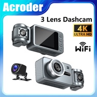 Acroder Dashcam kereta Q2 4K UHD 3 Lens Built-in WiFi 24 Hour Parking Surveillance