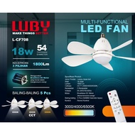CAHAYA LUBY Multifunction LED Light Fan L-CF707 / L-CF708 16–21 Inch 12W–18W Remote Control 3 Colors