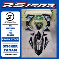 HONDA RS-150R RS150R V1 WINNER 150 (13) BLACK COVER SET (STICKER TANAM) RAPIDO NEW ACCESSORY AKSESORI