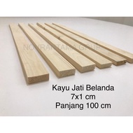 Dutch Teak Pine Wood Trim 7x1cm length 100cm, 1x7cm