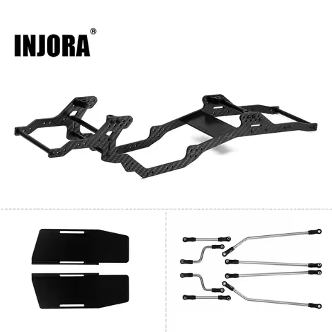 INJORA LCG Carbon Fiber Chassis Kit Frame Girder for 1/10 RC Crawler Axial SCX10 & SCX10 II 90046 Up