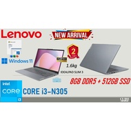Lenovo IdeaPad Slim 3 15' Laptop Core-i3-N305, 8GB-DDR5, 512GB NVMe SSD, Windows 11 / MS-OFFICE HOME