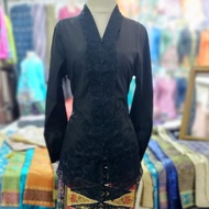 kebaya encim bordir senada atasan lengan panjang - hitam m