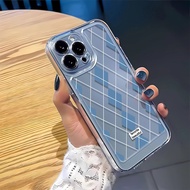 White label blue diamond grid Shockproof Space Phone Case For iPhone 15 14 13 12 11 Pro Max 15 Plus X XR XS Max Transparent Hard Cover