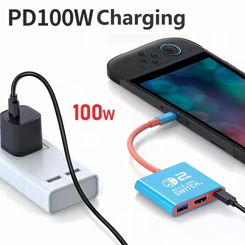 Docking Station for Nintendo Switch 2,4K 60Hz TYPE-C Hub with HDMI and USB-C 3.0 PD100W Charge Perfe