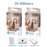 20/40 sheets Original HP Sprocket Zink Photo Paper 5x7.6cm(2*3'') Adhesive backing paper, suit for S