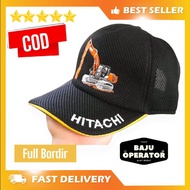 Hitachi hat / hitachi embroidered hat / Excavator hat / heavy equipment logo hat / hitachi hat / hit