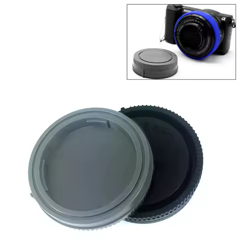 Black Gray Camera Rear Lens Cap +Body Front Cap for Sony E Mount ZVE1 A6700 A1 A7C II A7 A7R A7S A9 