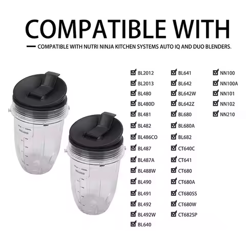blender cups 2 Pcs 18Oz Replacement Blender Cups with Lid for Auto IQ BL480 BL642 BL450 BL682 BL480 