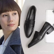 Huizhou 2025 Model Black Leather Loafers - Pointy Toe Work Shoes