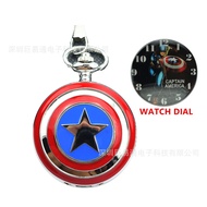 Captain Americas Boys and Girls Cartoon Pocket Watch Flip Pocket Watch Men and Women Classic Fashion Watch Student Necklace Watch