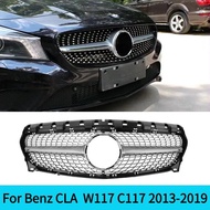 For Mercedes Benz CLA  W117 C117 220 260 180 200 GT Diamond Style Front Grille Racing Grill Mesh Tun