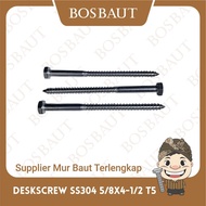 LAG SCREW STAINLESS - DESKSCREW SS304 5/ 8X4-1/2 T5