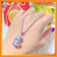 Silver-plated women's necklace (01 chain + 01 face) lucky cat model 01.101022