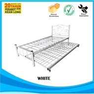 KLSB KATIL SINGLE BUJANG PUTIH/Single Metal Bed with Pull Out Bed Frame/ Katil Bujang Besi / Katil B